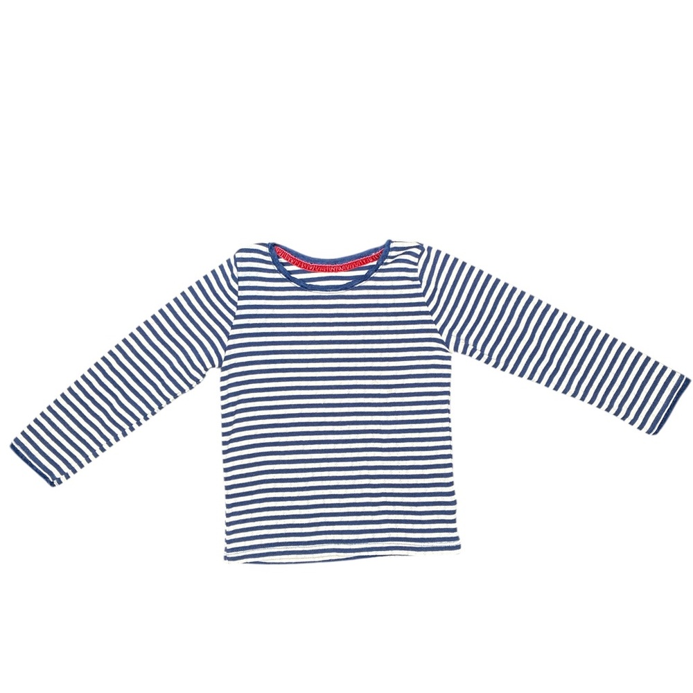 Boden Long Sleeve Pointelle Top Size 4-5 Striped Blue and White Kids Shirt